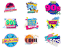 design 70s 80s 90s typography pop style logo design