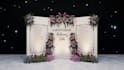 make 3d backdrop render ilustration for wedding or event