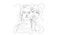illustration with continuous line art 24 hours