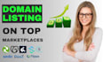 list your domain on marketplace domain listing sales page