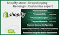 create professional shopify store, dropshipping, redesign, customize expert