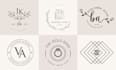 make hand drawn flower botanical line art boho logo design