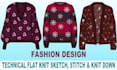 do a technical flat knit sketch and tech pack