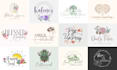 design whimsical hand drawn boho, botanical, feminine logo