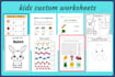 do kids custom worksheets, kids worksheets, activity book, coloring pages