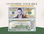 add your image and add custom text on dollar bill