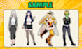 design a custom original character concept reference sheet in anime style