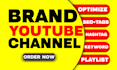 create, setup youtube channel with logo, art, intro, outro