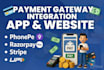 integrate razorpay stripe upi phonepe payment gateway in android app website