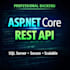 develop asp net core web app and rest API with sql server