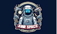create astronaut, space, and planet logo design