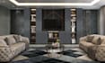 do modern TV media wall design, living area, 3d architecture interior render