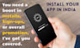 do app install, sing up, app promotion, messages in india