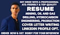 write professional resume for mining, oil and gas, process, production engineer