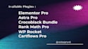 install elementor pro, astra pro, rank math pro, wp rocket and more plugins