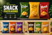 modern food and snack label for pouch, chips and bottle