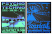 design vintage, retro, neon grunge flyer for event and party