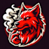 design excellent wonderful red smoking  wolf mascot logo