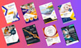 design travel poster, logo, social media posts, CV design, typography