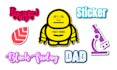design sticker, tshirt, logo, round badge, decals, labels