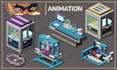 make pixel art animation of characters, pets and props