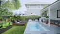create 3d rendering exterior, backyard, porch, patio