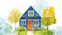 draw watercolor house character caricature and friendship portrait