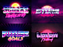 make 80s futuristic synthwave retro logo with 3d chrome neon