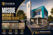 design islamic mosque exterior, interior realistic 3d render