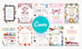 design birthday invite editable, canva templates for etsy