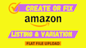 create amazon fba product listing and variation or fix error