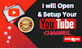 create and setup youtube channel with logo, art, intro, outro