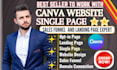design canva landing page, canva website, canva single page website, funnelish