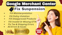 fix google merchant suspension and misrepresentation