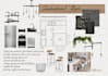 design kitchen layouts, moodboard and 3d interior renderings