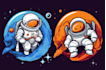 do cartoon, astronaut, space mascot logo illustration