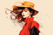 create feminine character logo and friendship portrait