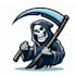 creative unique skull reaper mascot logo with express delivery