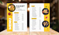 create a professional restaurant menu and food menu