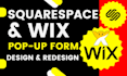 design wix or squarespace pop up with email campaign