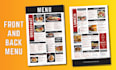 design or redesign restaurant food menu and digital menu