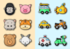 design unique and cute illustration icons