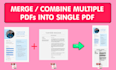 combine merge convert PDF files into single file or split extract pages to pdfs