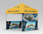 design canopy tent, table cover, flag and backdrop