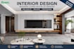 create living room interior photo realistic 3d cgi rendering