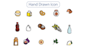 do simple, unique and hand drawn custom icons set