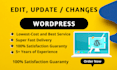 make changes, edit, and  modify  wordpress website in 12 hours