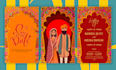 design wedding invitation card with couple illustration