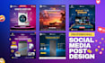 design social media posts, banners, logo, and t shirt designs