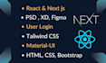 convert figma to react, next app using HTML, css, and fix react responsive bugs